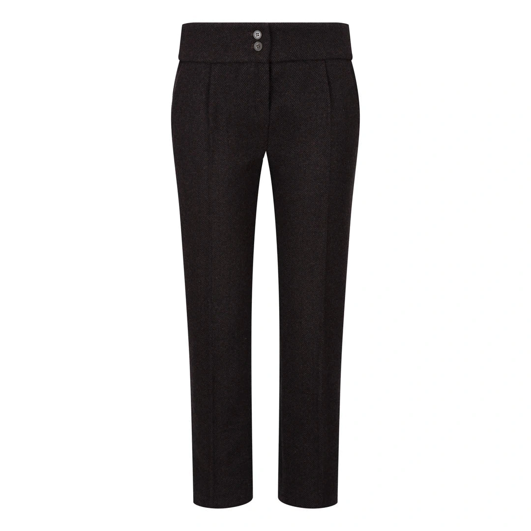 WSN04: Stilvolles Braun Tweed Damen-Anzug-Set – Blazer, Weste und Hose. Klassisch, elegant und zeitlos.